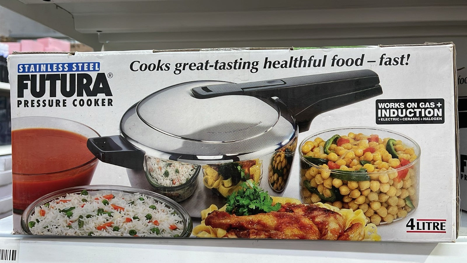 Hawkins Futura Stainless Steel Induction Compatible Pressure Cooker, 4 Litre Cap